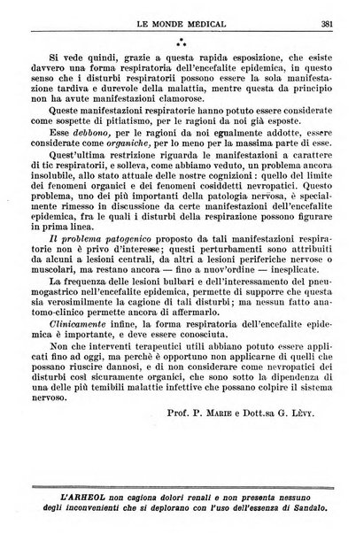 Le monde médical rivista internazionale di medicina e terapia