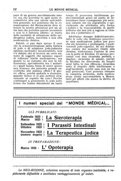 Le monde médical rivista internazionale di medicina e terapia