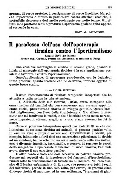 Le monde médical rivista internazionale di medicina e terapia