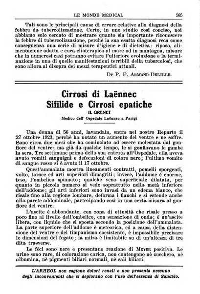 Le monde médical rivista internazionale di medicina e terapia