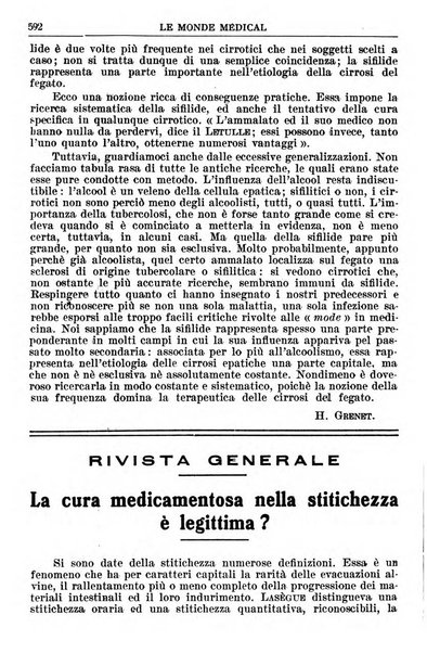 Le monde médical rivista internazionale di medicina e terapia