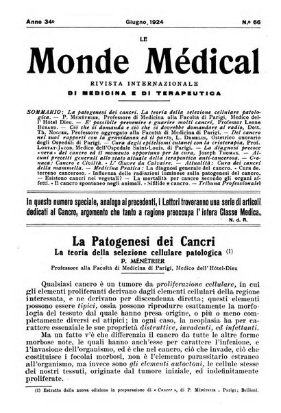 Le monde médical rivista internazionale di medicina e terapia