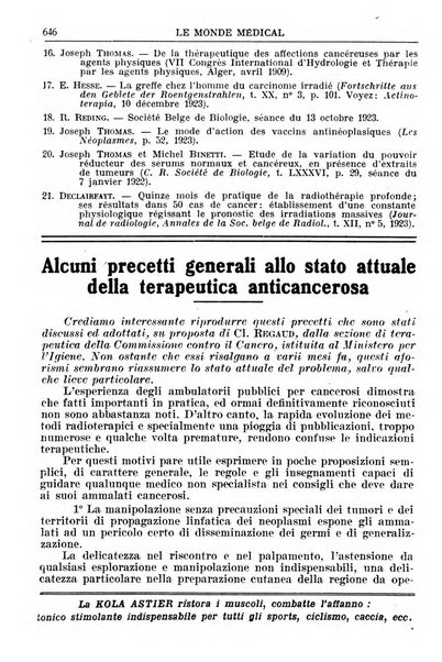 Le monde médical rivista internazionale di medicina e terapia