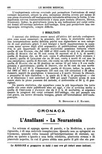 Le monde médical rivista internazionale di medicina e terapia