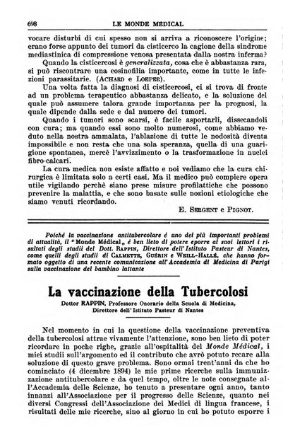 Le monde médical rivista internazionale di medicina e terapia