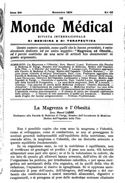 Le monde médical rivista internazionale di medicina e terapia