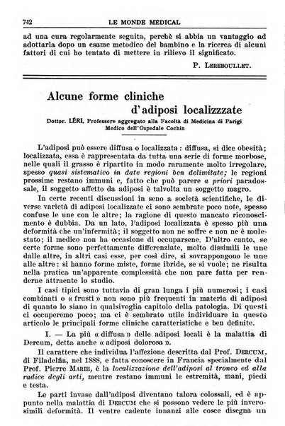 Le monde médical rivista internazionale di medicina e terapia