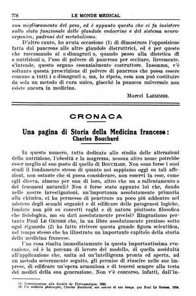 Le monde médical rivista internazionale di medicina e terapia