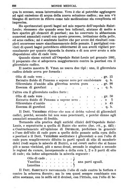 Le monde médical rivista internazionale di medicina e terapia