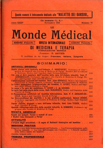 Le monde médical rivista internazionale di medicina e terapia