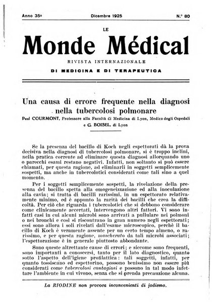 Le monde médical rivista internazionale di medicina e terapia