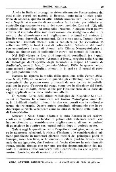 Le monde médical rivista internazionale di medicina e terapia