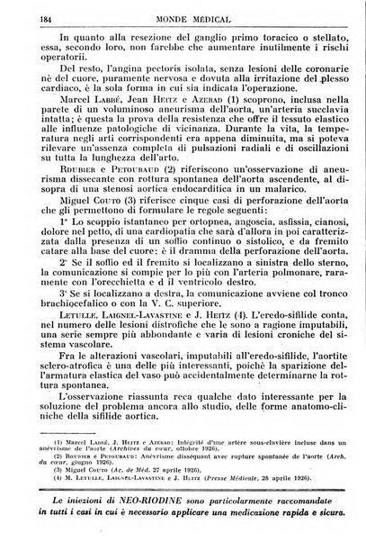 Le monde médical rivista internazionale di medicina e terapia