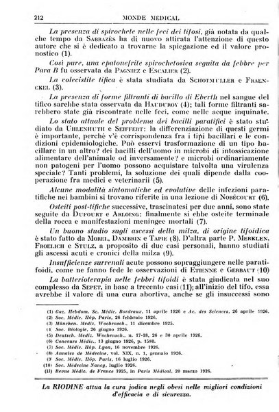 Le monde médical rivista internazionale di medicina e terapia