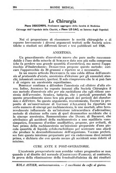 Le monde médical rivista internazionale di medicina e terapia