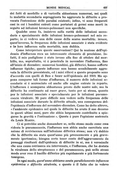 Le monde médical rivista internazionale di medicina e terapia