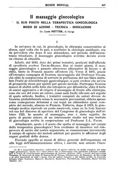 Le monde médical rivista internazionale di medicina e terapia