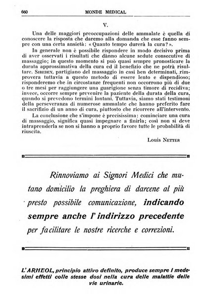 Le monde médical rivista internazionale di medicina e terapia