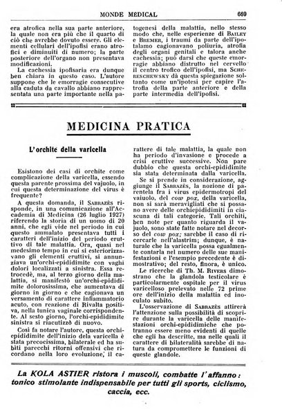 Le monde médical rivista internazionale di medicina e terapia