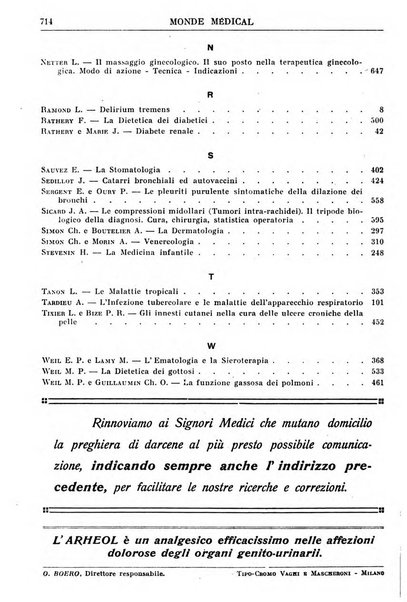 Le monde médical rivista internazionale di medicina e terapia