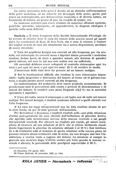 Le monde médical rivista internazionale di medicina e terapia