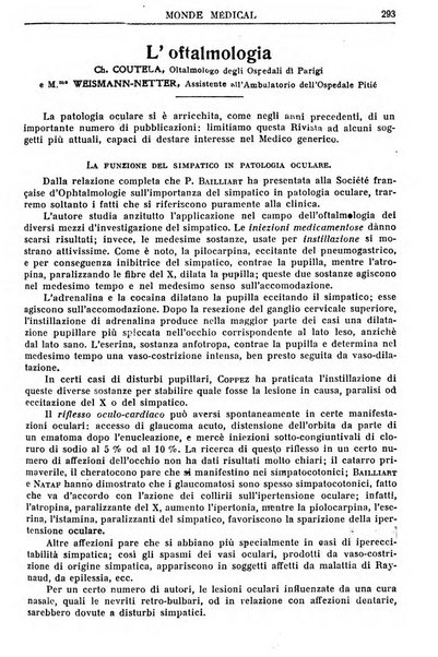 Le monde médical rivista internazionale di medicina e terapia