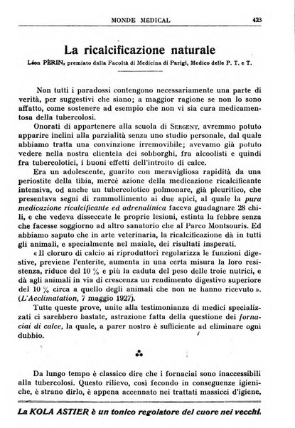 Le monde médical rivista internazionale di medicina e terapia