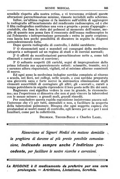 Le monde médical rivista internazionale di medicina e terapia