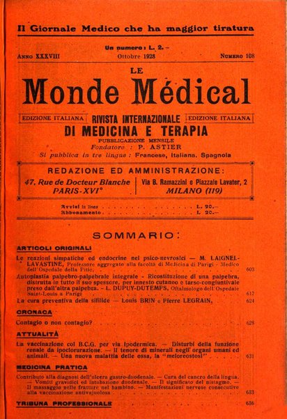 Le monde médical rivista internazionale di medicina e terapia