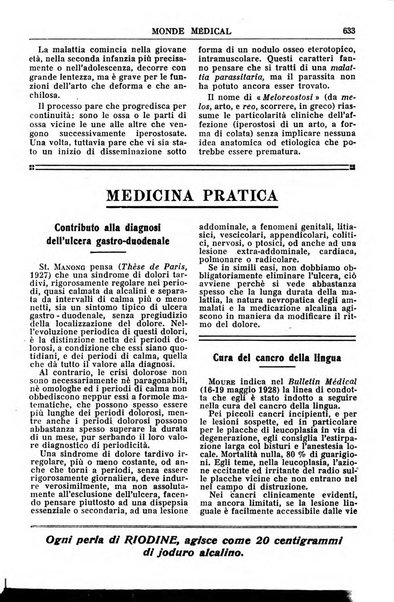 Le monde médical rivista internazionale di medicina e terapia