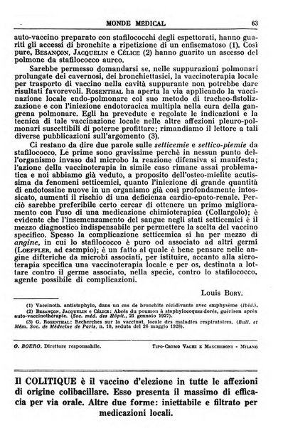 Le monde médical rivista internazionale di medicina e terapia