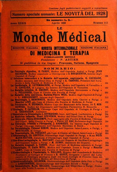 Le monde médical rivista internazionale di medicina e terapia