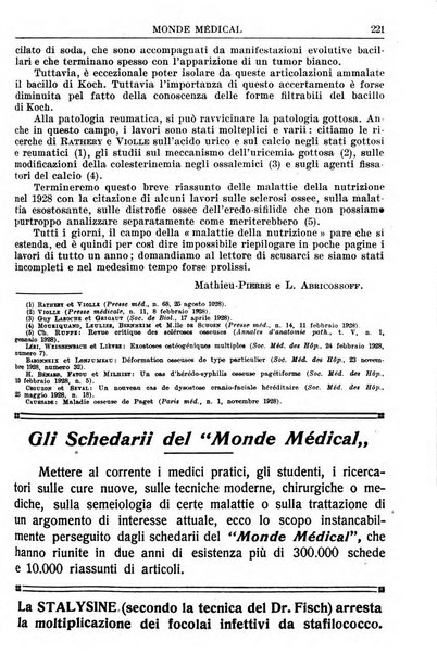 Le monde médical rivista internazionale di medicina e terapia