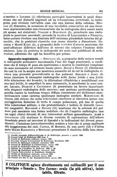 Le monde médical rivista internazionale di medicina e terapia