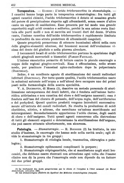 Le monde médical rivista internazionale di medicina e terapia