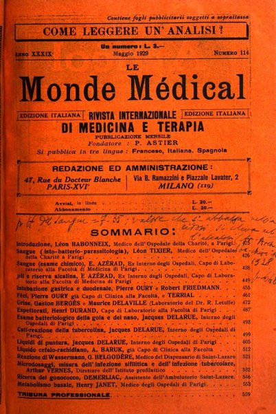 Le monde médical rivista internazionale di medicina e terapia