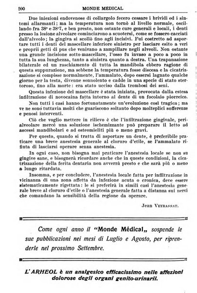 Le monde médical rivista internazionale di medicina e terapia