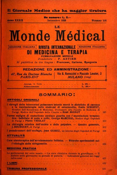 Le monde médical rivista internazionale di medicina e terapia