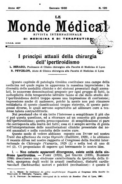 Le monde médical rivista internazionale di medicina e terapia