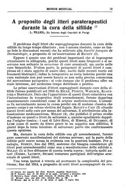 Le monde médical rivista internazionale di medicina e terapia