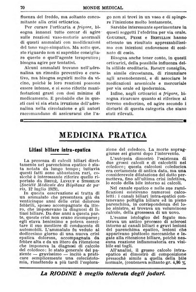 Le monde médical rivista internazionale di medicina e terapia