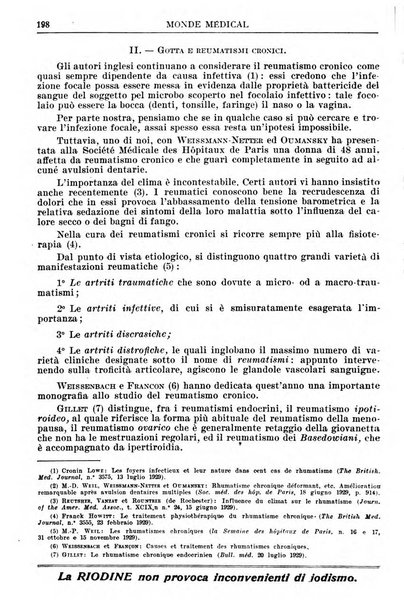 Le monde médical rivista internazionale di medicina e terapia