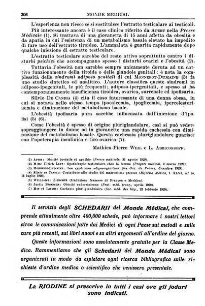 Le monde médical rivista internazionale di medicina e terapia