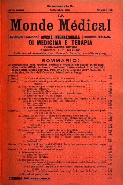 Le monde médical rivista internazionale di medicina e terapia