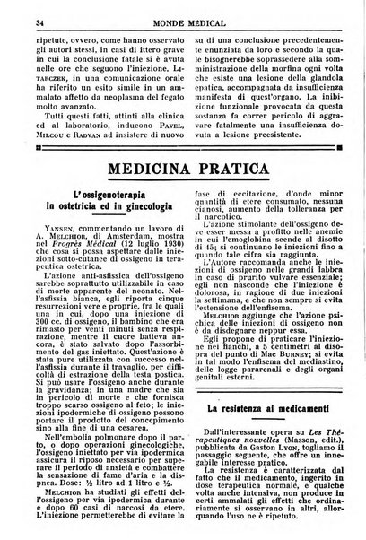 Le monde médical rivista internazionale di medicina e terapia