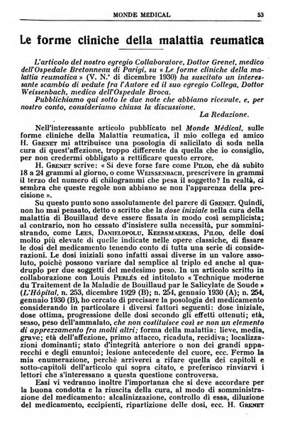 Le monde médical rivista internazionale di medicina e terapia