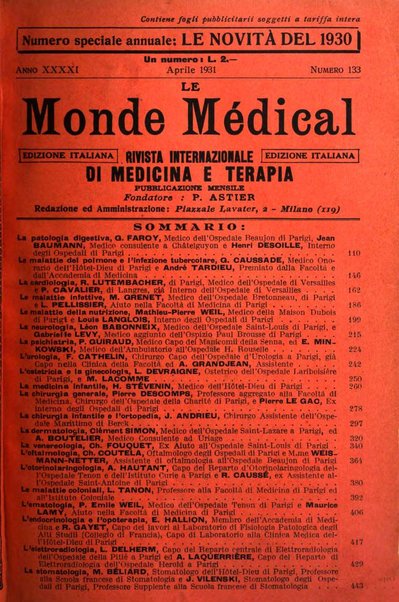 Le monde médical rivista internazionale di medicina e terapia