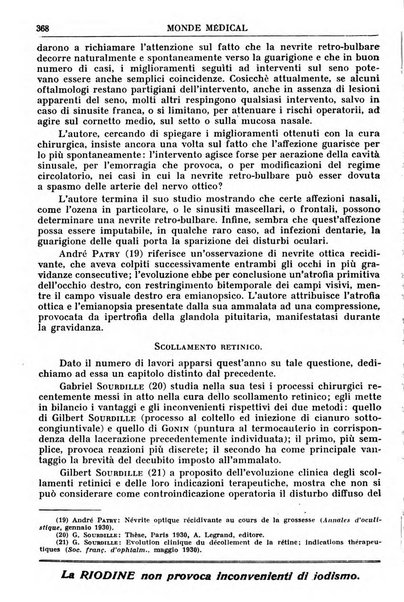 Le monde médical rivista internazionale di medicina e terapia