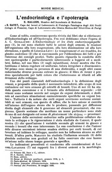 Le monde médical rivista internazionale di medicina e terapia