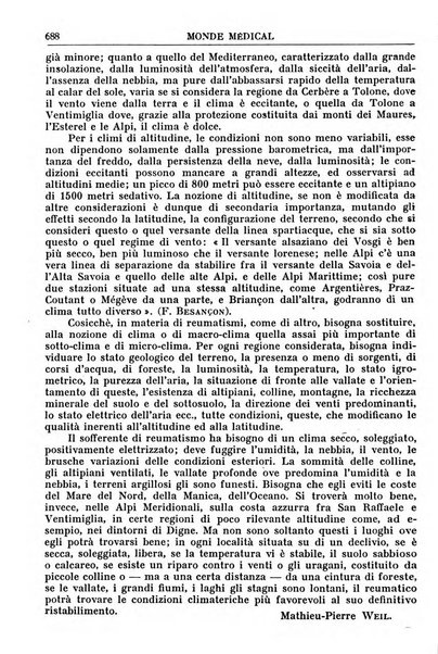 Le monde médical rivista internazionale di medicina e terapia